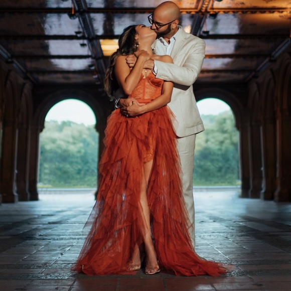 [NWOT] For Love and Lemons x REVOLVE Bustier Gown in Rust - Picture 3 of 10